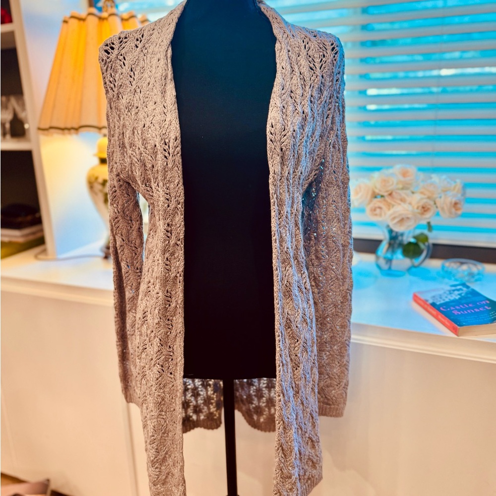 Leo & Nicole Open-Front Gray Cardigan